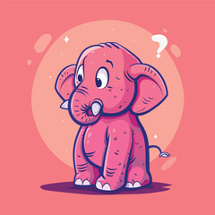 flat color style cartoon unsure elephant