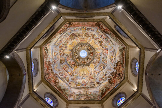 Florence, Italy - June 28, 2023: Indoor on Baptistry San Giovanni in Florence