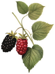 Mulberry isolated on transparent background old botanical illustration