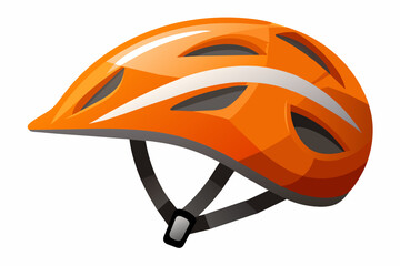 Orange bike helmet isolated on white background. Lateral view. illustration
