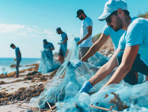 A Photo Of a Corporate Team Participating In a Beach Clean-Up Event