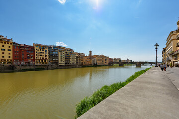 Florence, Italy - June 28, 2023: Florence, Italy on the Arno River