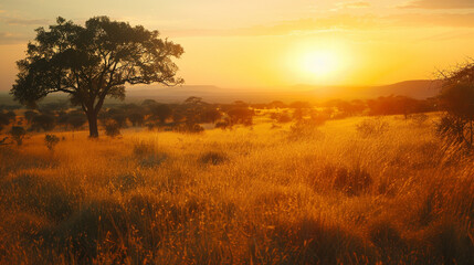 Sunrise in the African savanna