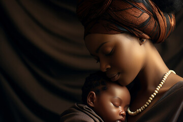 Obraz na płótnie Canvas AI generated photo moment of loving mum enjoying time with her newborn baby child