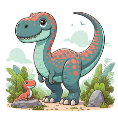 Fototapeta premium Cute dainosar vector on white background.