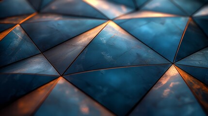 Black dark blue green teal cyan petrol jade abstract background. Geometric shape. 3d effect. Line triangle angle polygon wave. Color gradient. Light glow neon flash metal metallic. Design. Futuristic.