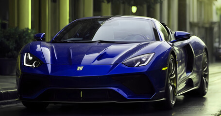 Elegant modern art with sport car on street