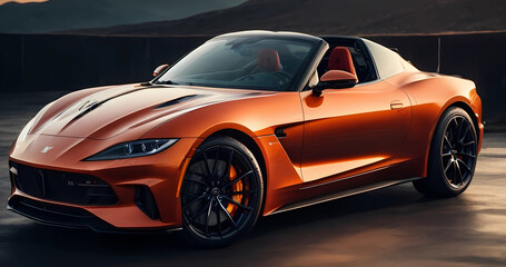 Elegant modern art with sport car on street