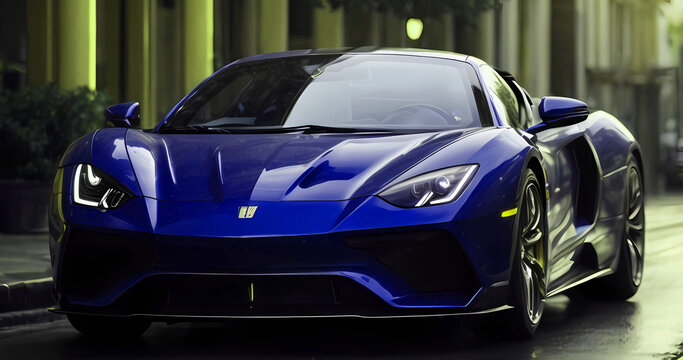 Elegant modern art with sport car on street