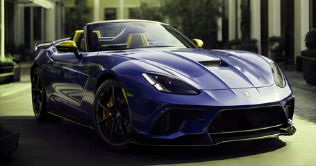 Elegant modern art with sport car on street