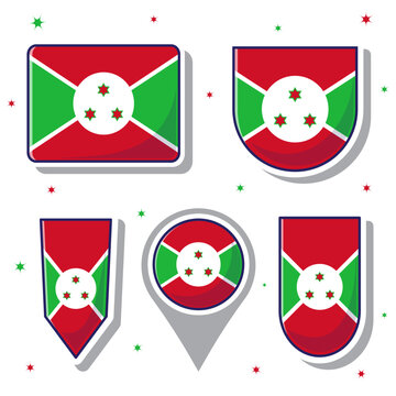 Burundi national flag cartoon vector illustration icon mascot bundle packs