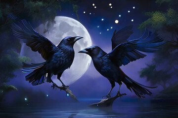Fototapeta premium dancing crow generative ai