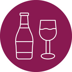 Champagne Line Circle Icon Design