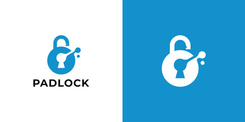 Creative Simple Padlock Logo. Padlock Tech and Dot Connection with Minimalist Modern Style. Cyber Security Logo Icon Symbol Vector Design Template.