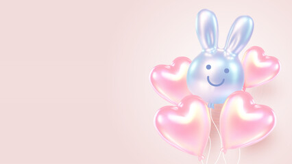 Easter Day Celebration: Pastel Balloon Bunnies Floating Serenely
