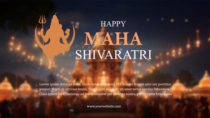 Maha Shivratri, a Hindu festival celebrated for lord Shiva. Vector illustration. Illustration Of Lord Shiva For Shivratri With Hindi Message