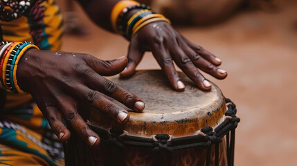 Close-up view of a person holding a drum. The hands of the individual are visible, grasping the drum tightly