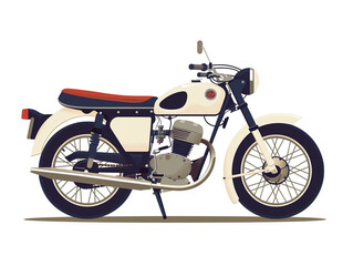 Fototapeta na wymiar 2d flat image of retro motorcycle isolated on a white background.