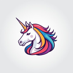 Colorful rainbow Unicorn editable vector logo. LGBTQ color concept. Unicorn mascot logo