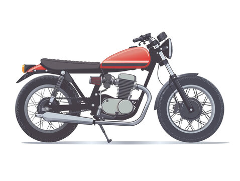 2d flat image of retro motorcycle isolated on a white background.
