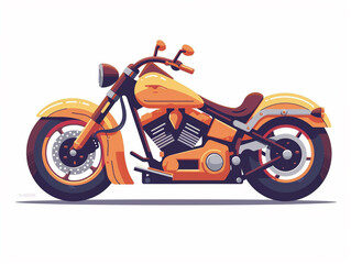 2d flat image of retro motorcycle isolated on a white background.