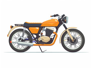 Fototapeta premium 2d flat image of retro motorcycle isolated on a white background.