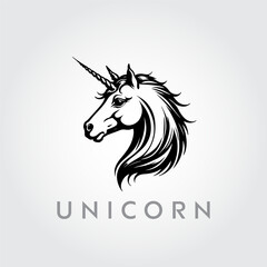 Unicorn Vector editable logo design. Unicorn silhouette