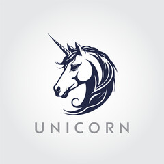 Unicorn Vector editable logo design. Unicorn silhouette