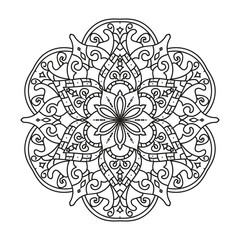 Black and white Mandala illustration Hand drawn outline Mandala. Mandalas for coloring book	