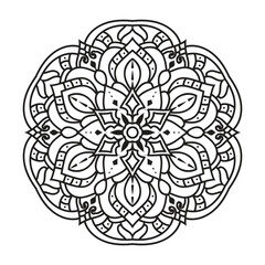 Black and white Mandala illustration Hand drawn outline Mandala. Mandalas for coloring book	