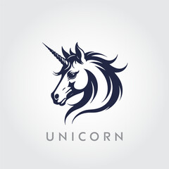 Unicorn Vector editable logo design. Unicorn silhouette