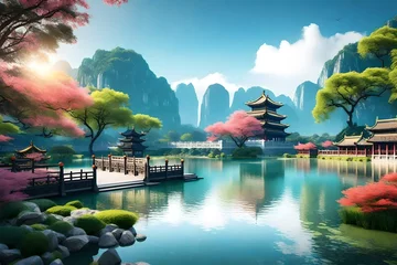 Foto op Canvas chinese temple in the morning © Ghulam
