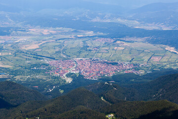 View to Bansko town in Bulgaria from Todorka peak in Pirin National Park.