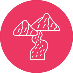 Waterfall Line Circle Icon Design