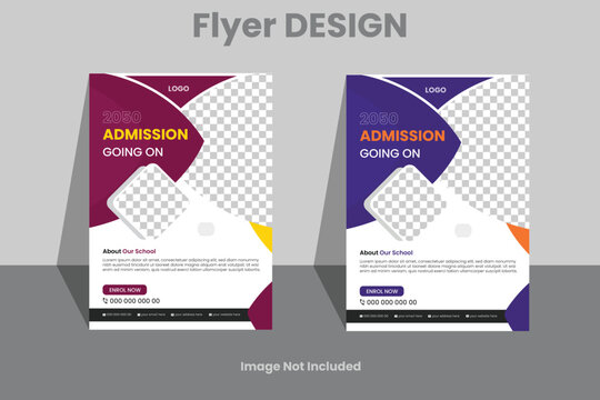 kids school admission flyer template. Flyer brochure cover template for Kids back to school education admission layout design. Creative and modern kids admission education poster, brochure layout