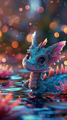 A small and cute animated dragon.