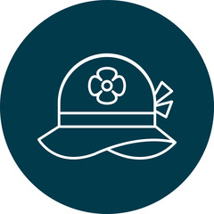 Pamela Hat Line Circle Icon Design