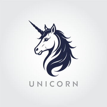 Unicorn Vector editable logo design. Unicorn silhouette