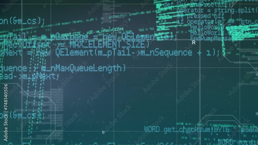 Poster animation of data processing on green background