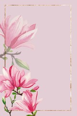 Fototapeta premium magnolia Pink and white flowers bloom in a beautiful garden, showcasing the magnolia blossom in full summer bloom watercolor hand drawn drawing