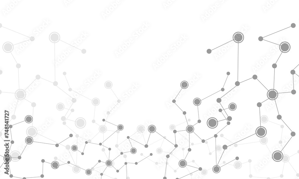 Poster abstract grey connecting dots and lines connection science on white with blank space design technolo
