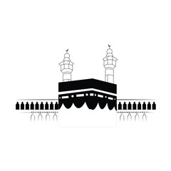 Holy kaaba in mecca saudi arabia hand drawn sketch vector illustration - obrazy, fototapety, plakaty