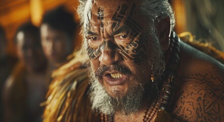 An elder Maori warrior imparts his knowledge and wisdom to a group of young warriors teaching them the ways of their ancestors and the importance of their culture.
