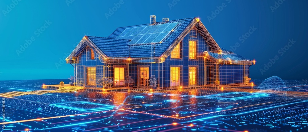 Poster the system uses a tablet or smartphone for remote control of the house.