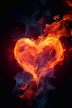Imagine fire flame in the shape of a heart