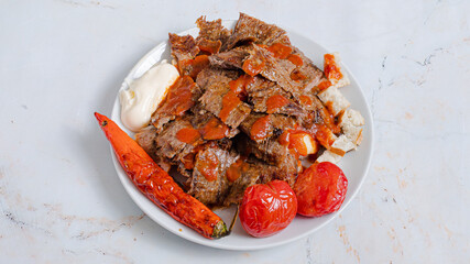 Iskender doner kebab plate