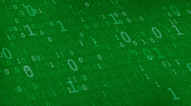 Binary code on a green screen