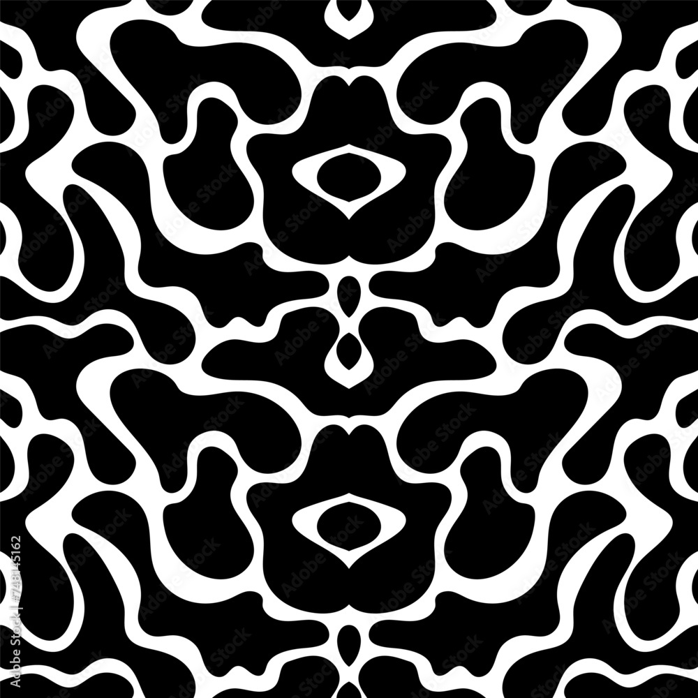 Wall mural blot shape abstract seamless pattern of naive shapes. vector illustration isolated on white backgrou
