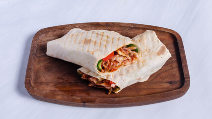 Durum kebab sliced isolated