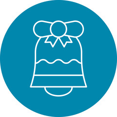 Christmas Bell Line Circle Icon Design